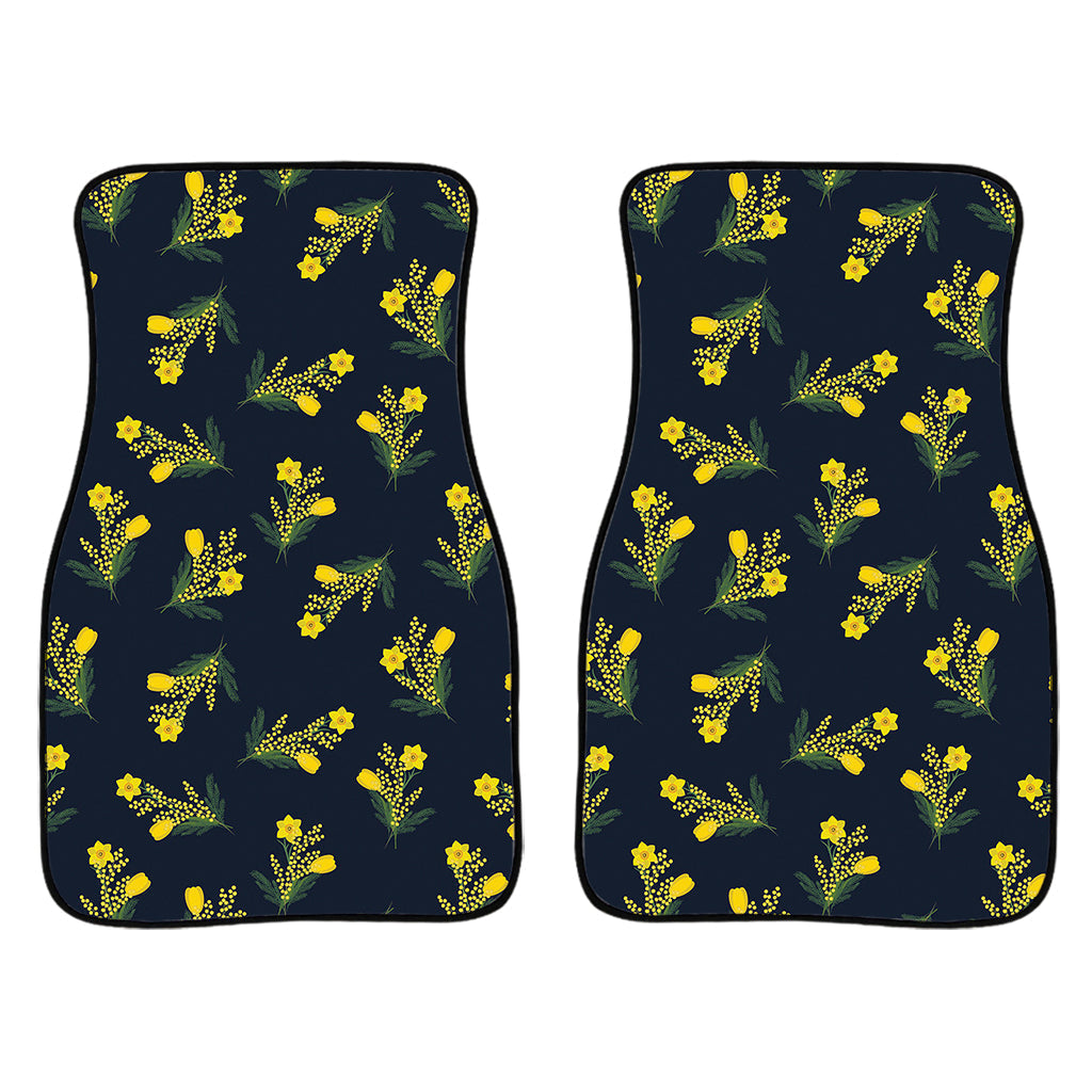 Spring Daffodil Flower Pattern Print Front And Back Car Floor Mats/ Front Car Mat
