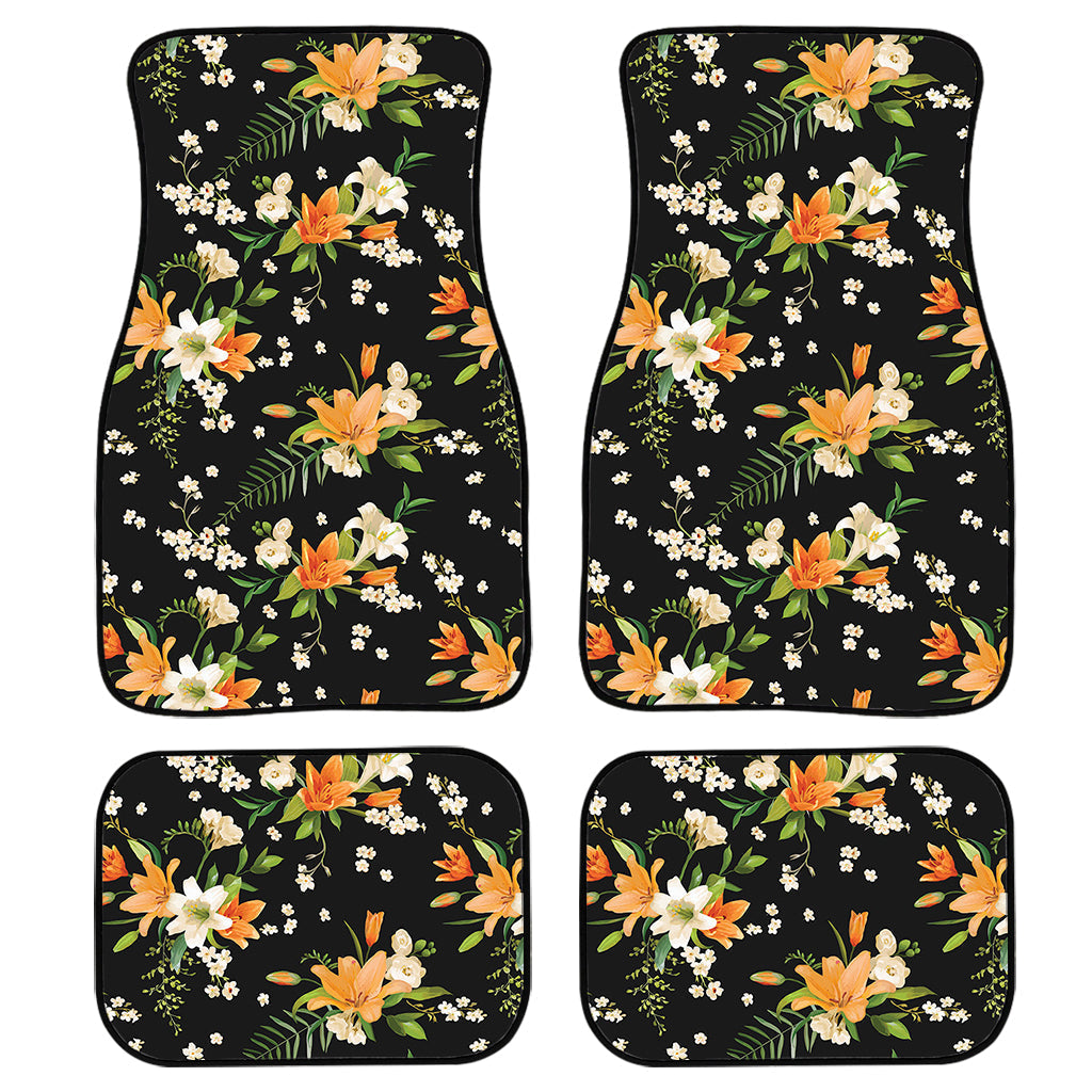 Spring Lily Flowers Pattern Print Front And Back Car Floor Mats/ Front Car Mat