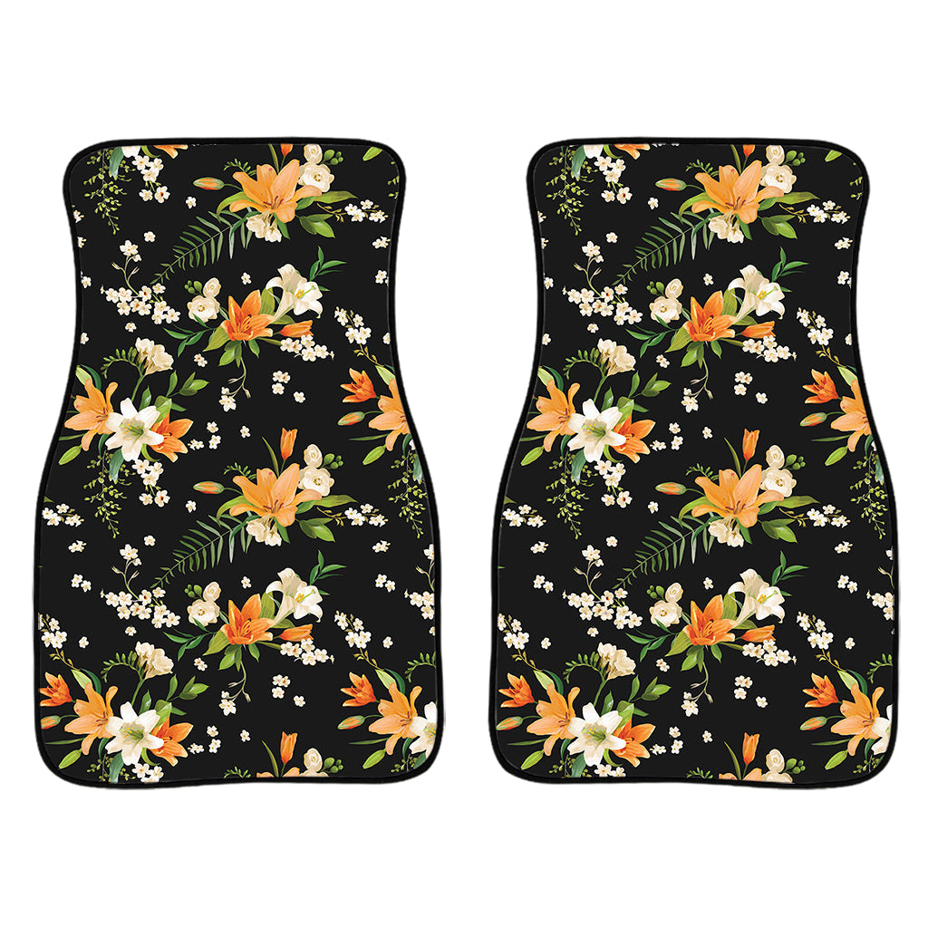 Spring Lily Flowers Pattern Print Front And Back Car Floor Mats/ Front Car Mat