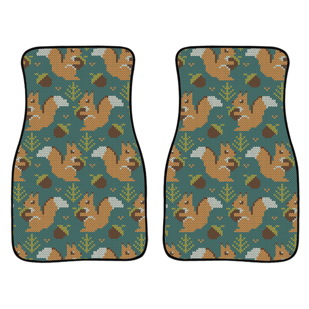 Squirrel Knitted Pattern Print Front And Back Car Floor Mats/ Front Car Mat