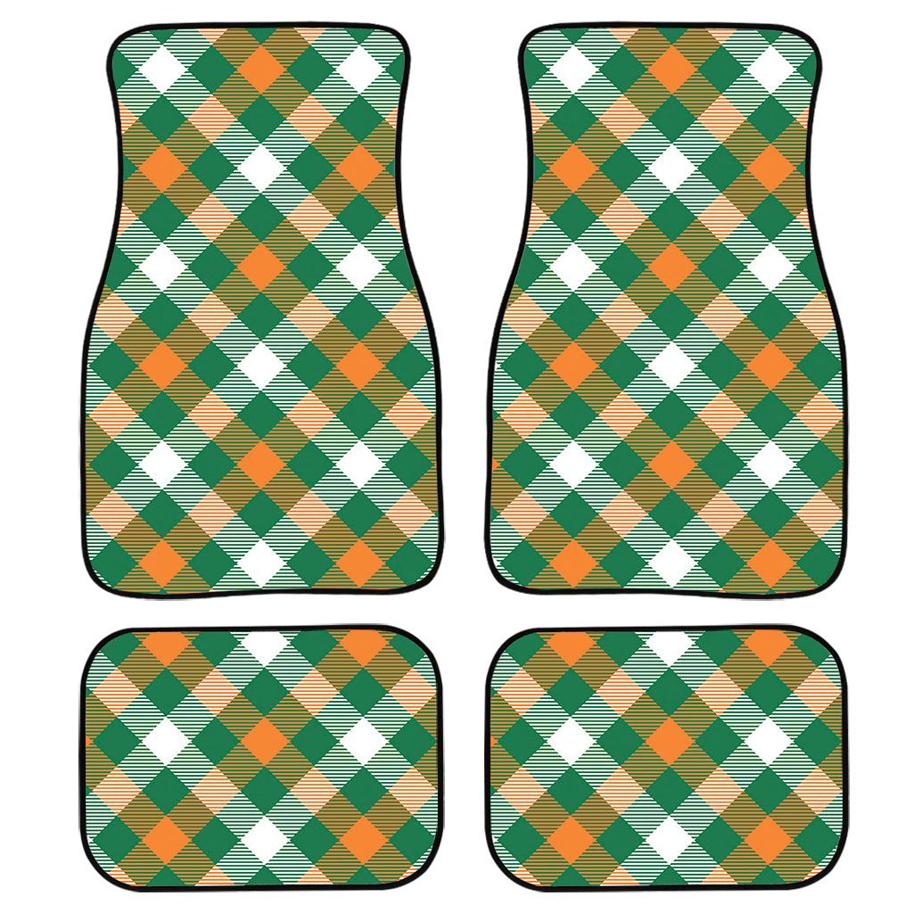 St. Patrick''S Day Plaid Pattern Print Front And Back Car Floor Mats/ Front Car Mat