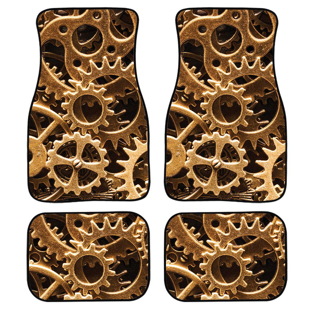 Steampunk Brass Cogs And Gears Print Front And Back Car Floor Mats/ Front Car Mat