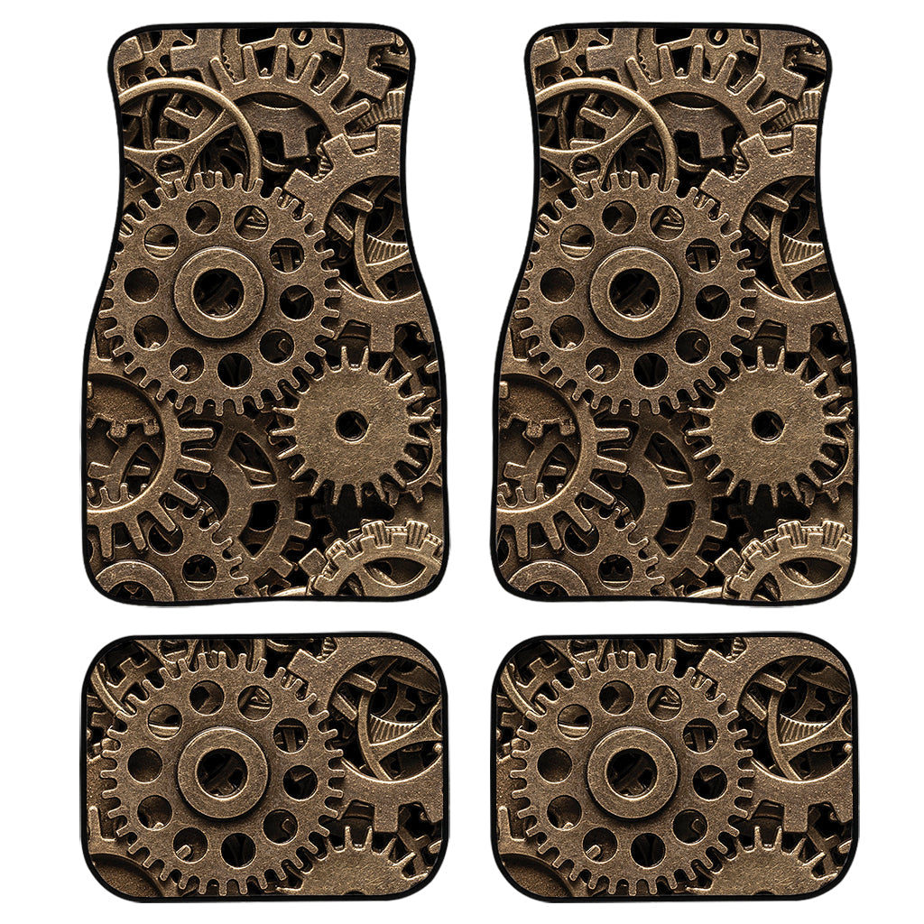 Steampunk Brass Gears And Cogs Print Front And Back Car Floor Mats/ Front Car Mat