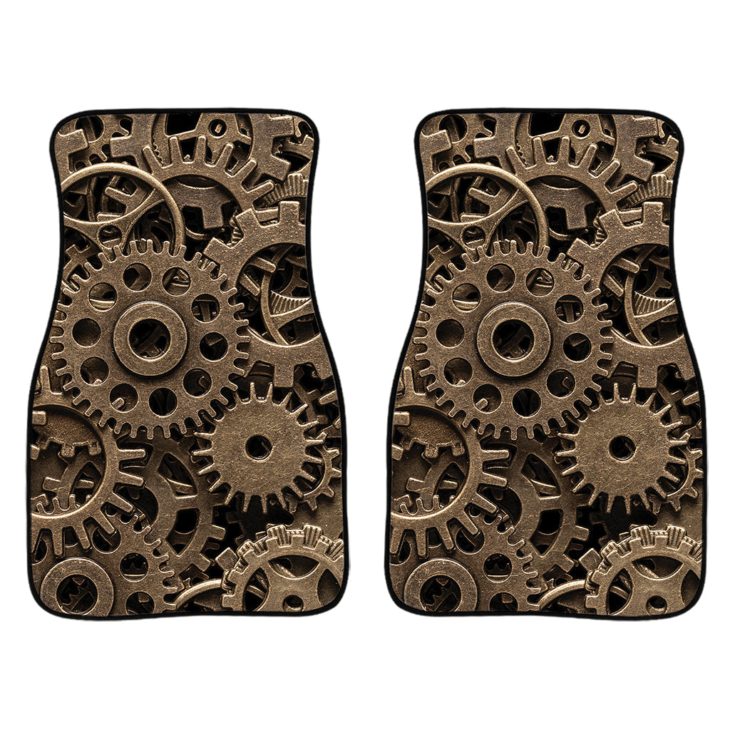 Steampunk Brass Gears And Cogs Print Front And Back Car Floor Mats/ Front Car Mat