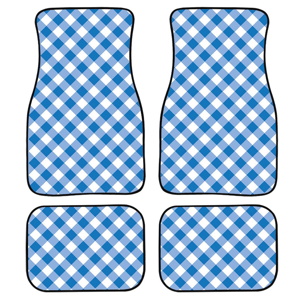 Steel Blue And White Gingham Print Front And Back Car Floor Mats/ Front Car Mat