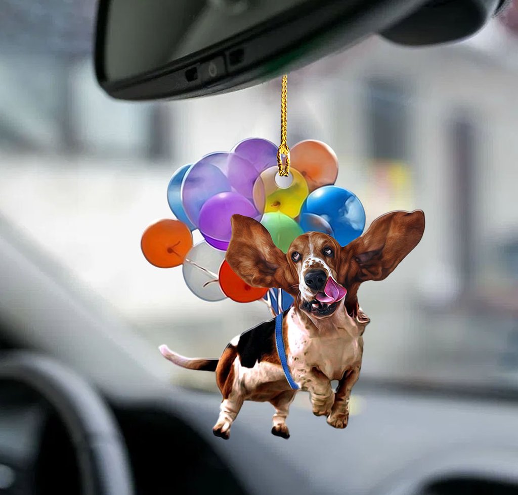 Basset Hound Dog Fly With Bubbles Car Hanging Ornament Dog Ornament Coolspod.