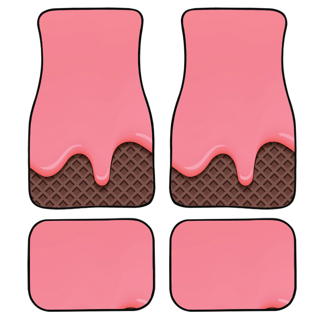 Strawberry Ice Cream Melted Print Front And Back Car Floor Mats/ Front Car Mat