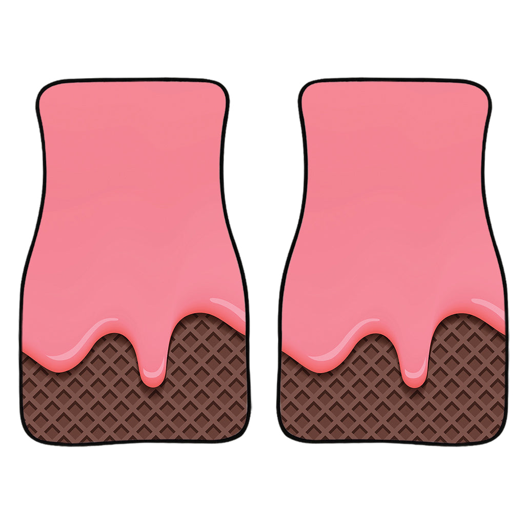 Strawberry Ice Cream Melted Print Front And Back Car Floor Mats/ Front Car Mat