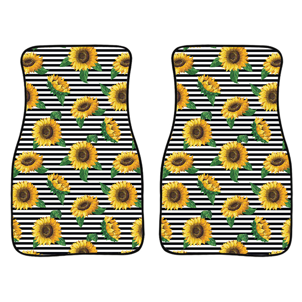 Stripe Sunflower Pattern Print Front And Back Car Floor Mats/ Front Car Mat
