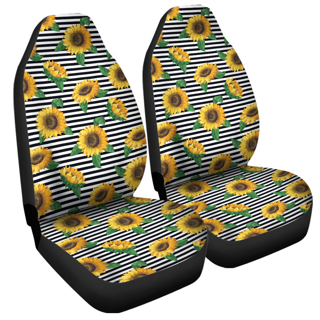 Stripe Sunflower Pattern Print Universal Fit Car Seat Covers