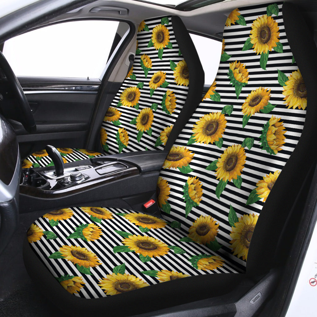 Stripe Sunflower Pattern Print Universal Fit Car Seat Covers