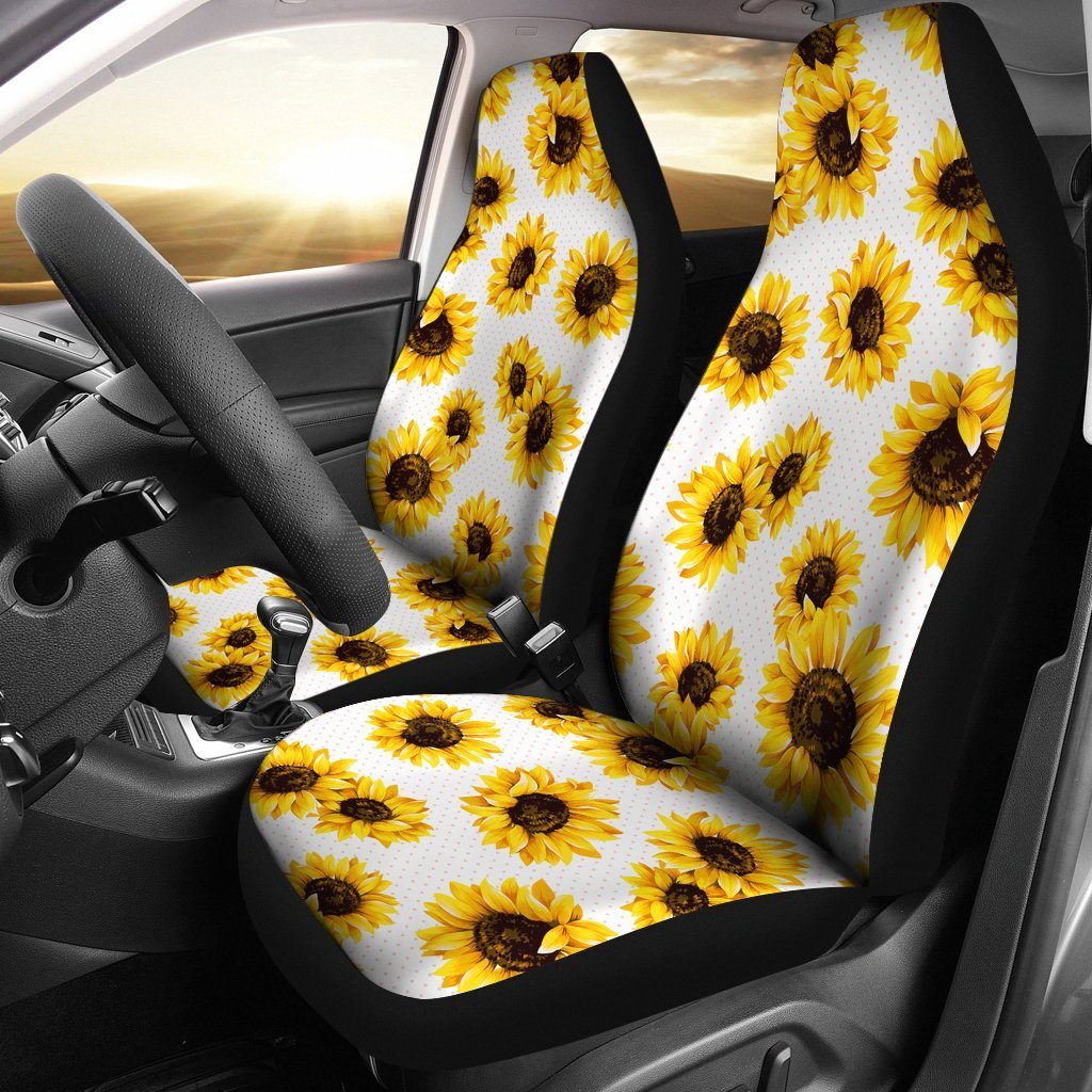 Sunflower Polka Dot Pattern Print Universal Fit Car Seat Covers