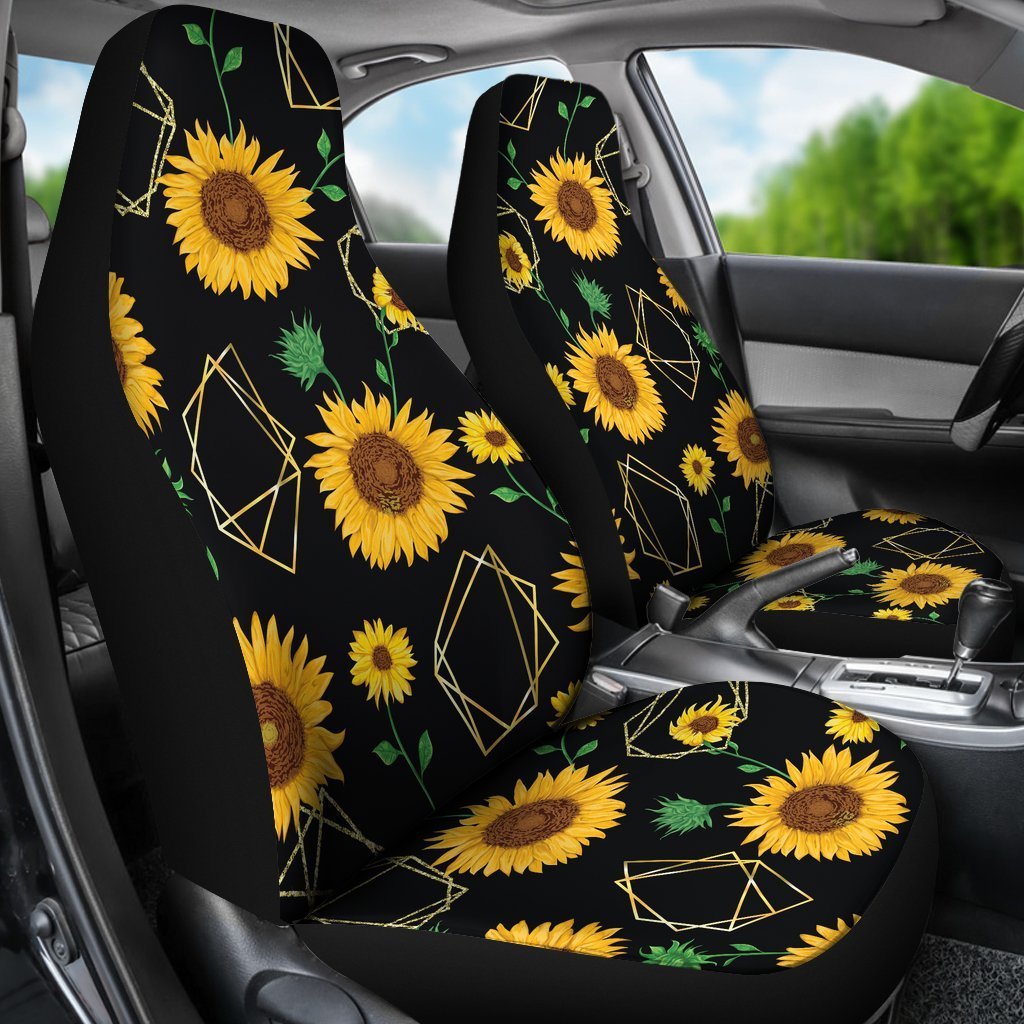 Sunflower Polygonal Pattern Print Universal Fit Car Seat Covers