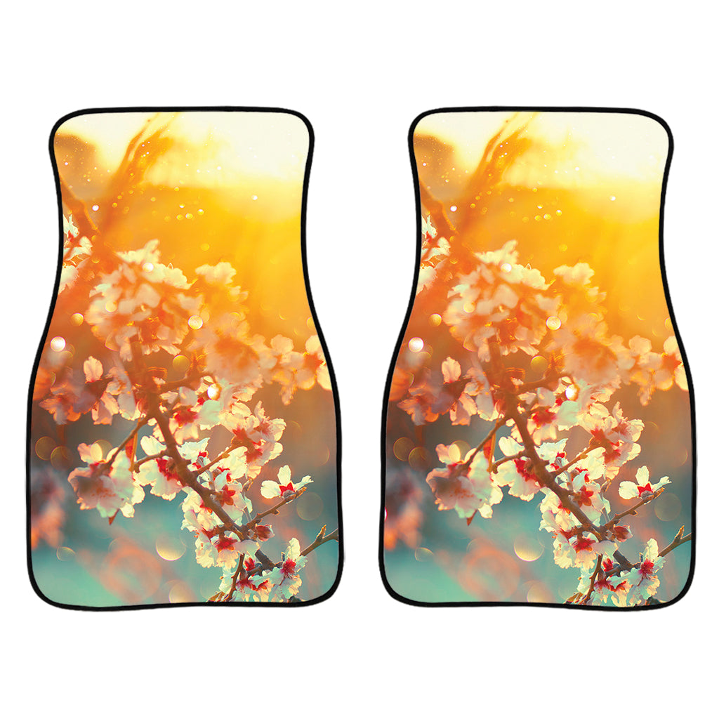 Sunrise Japanese Cherry Blossom Print Front And Back Car Floor Mats/ Front Car Mat