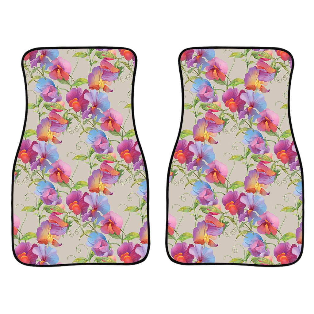 Sweet Pea Flower Pattern Print Front And Back Car Floor Mats/ Front Car Mat
