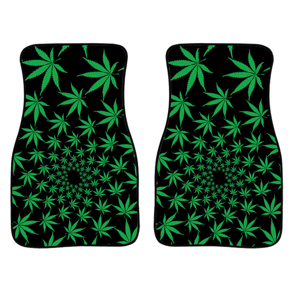 Swirl Cannabis Leaf Print Front And Back Car Floor Mats/ Front Car Mat