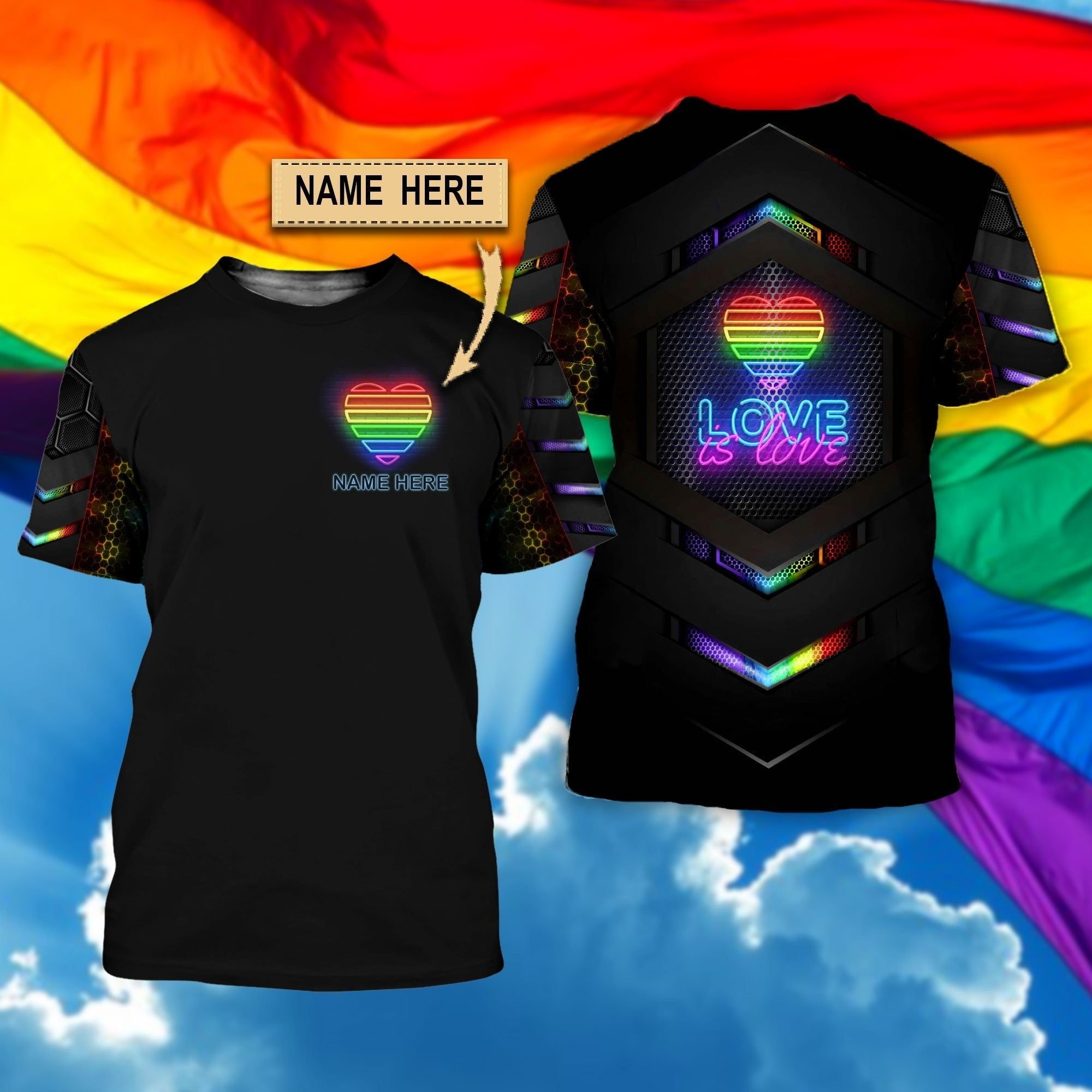 Custom Name Lgbt Pride Love Is Love 3D All Over Printed Shirt For Lesbian Gay/ Happy Lgbt History Month/ Gift For Lgbt