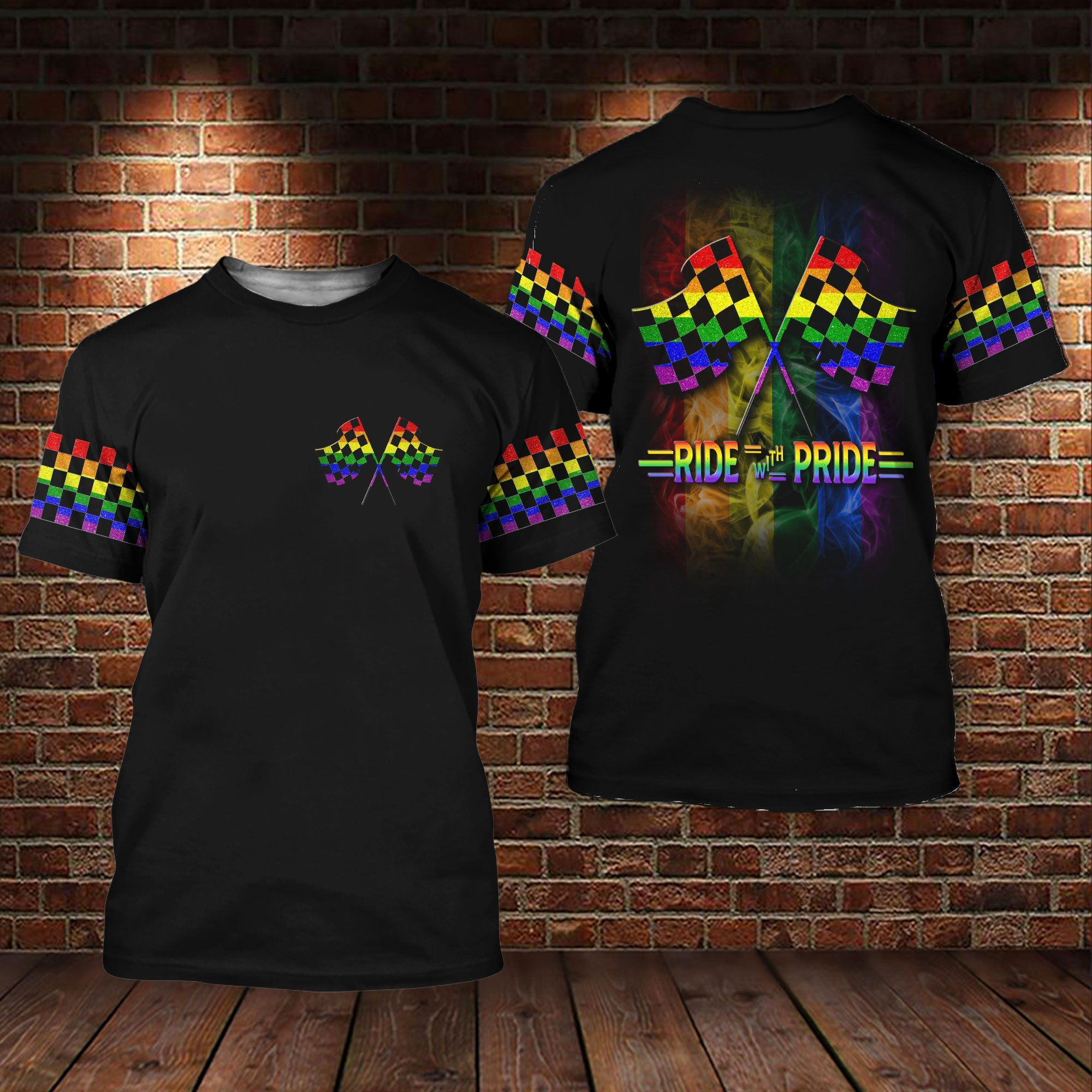 T Shirt Gift Gay Man/ LGBT Ride With Pride 3D All Over Printed Shirt For LGBT Community/ Gift For Gay Couple