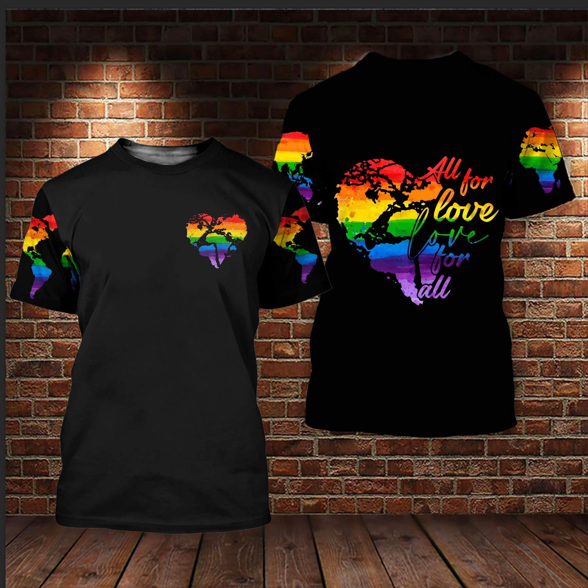 LGBT Pride All For Love Love For All 3D All Over Printed Shirt For LGBT Pride Month/ Gift For Gay Man