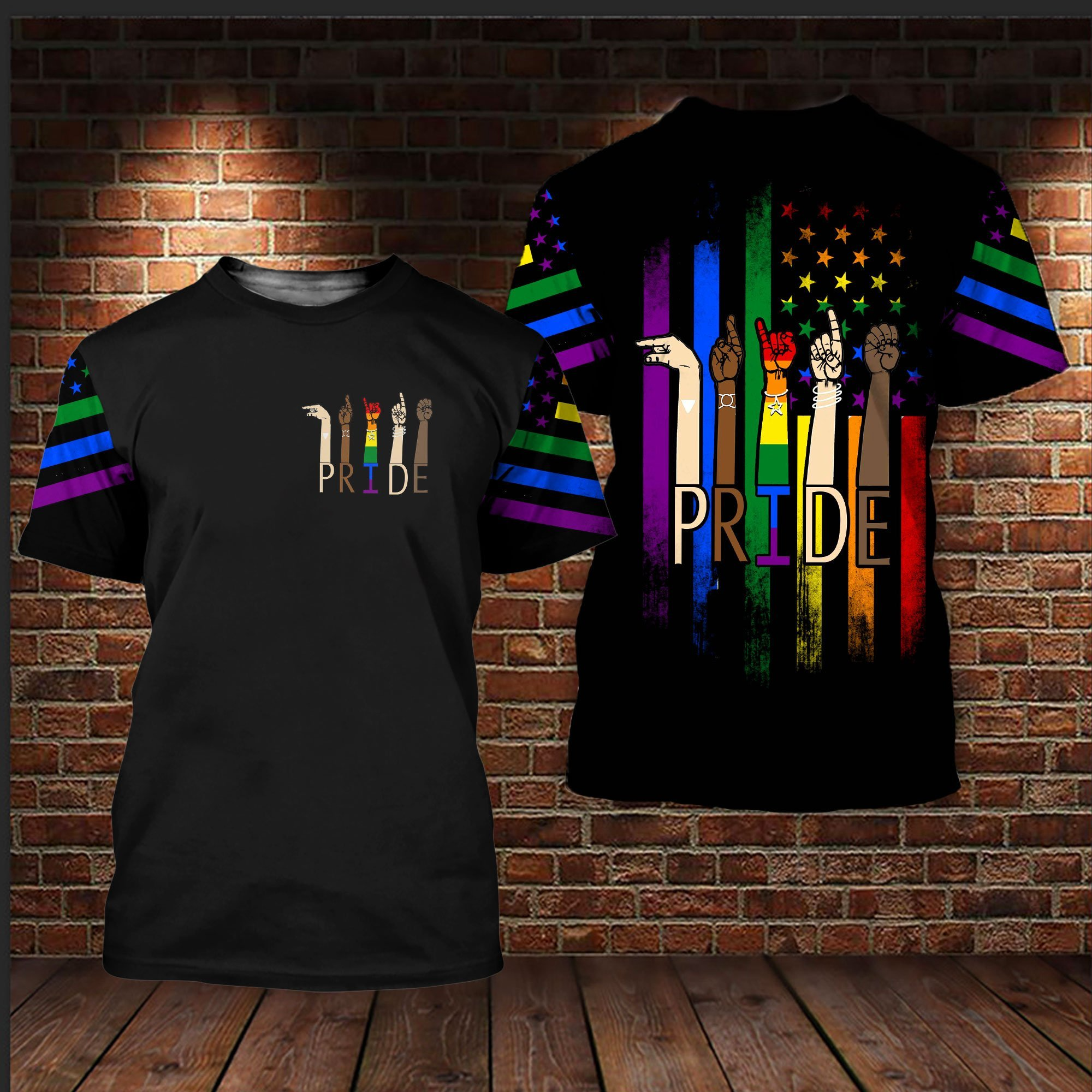 LGBT Pride Hand Language Flag 3D All Over Printed Shirt For Gay/ Lesbian Pride Tee Shirt