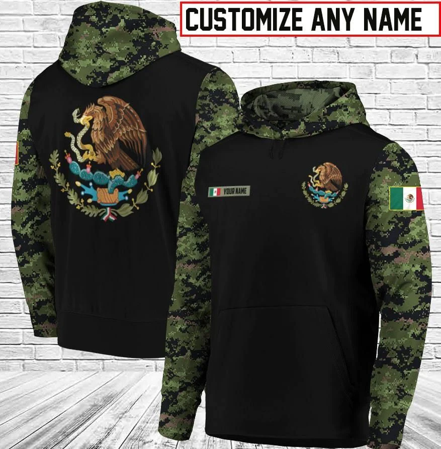 Custom Name 3D Full Printed Mexican Hoodie/ Eagle Mexico Hoodies/ Hoodies For Mexican Friend