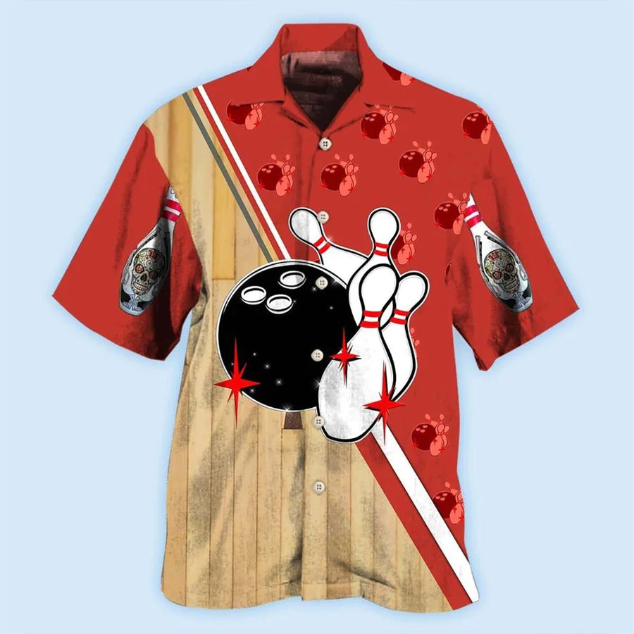 3D Bowling Hawaiian Shirt/ Bowling Skull Hawaiian Shirt/ Bowling Aloha Shirt For Men - Perfect Gift For Bowling Lovers/ Bowlers
