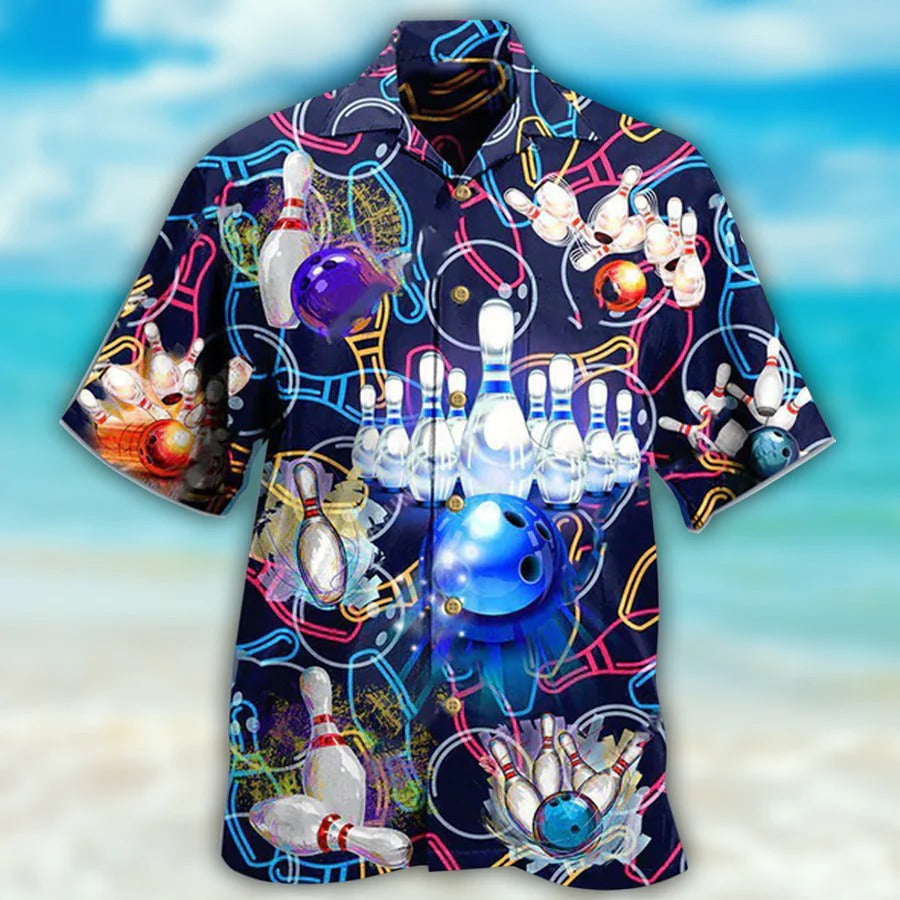3D Bowling Hawaiian Shirt/ Bowling Painting Hawaiian Shirt/ Bowling Let The Good Times Aloha Shirt For Men - Perfect Gift For Bowling Lovers/ Bowlers