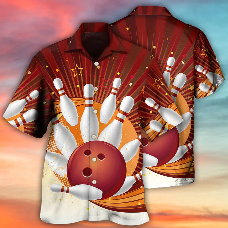 3D Bowling Hawaiian Shirt/ Bowling Painting Hawaiian Shirt/ Bowling Strike Aloha Shirt For Men - Perfect Gift For Bowling Lovers/ Bowlers