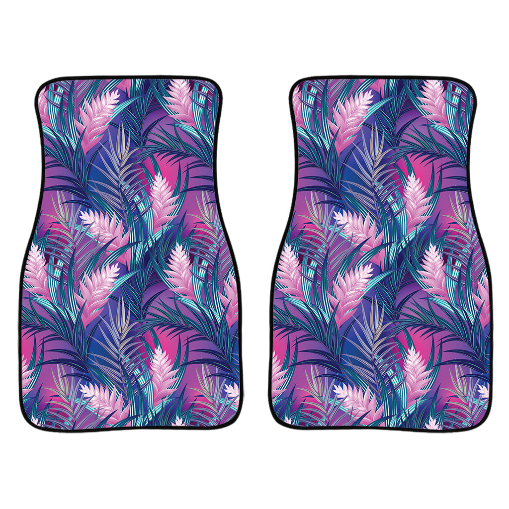 Teal And Pink Tropical Floral Print Front And Back Car Floor Mats/ Front Car Mat