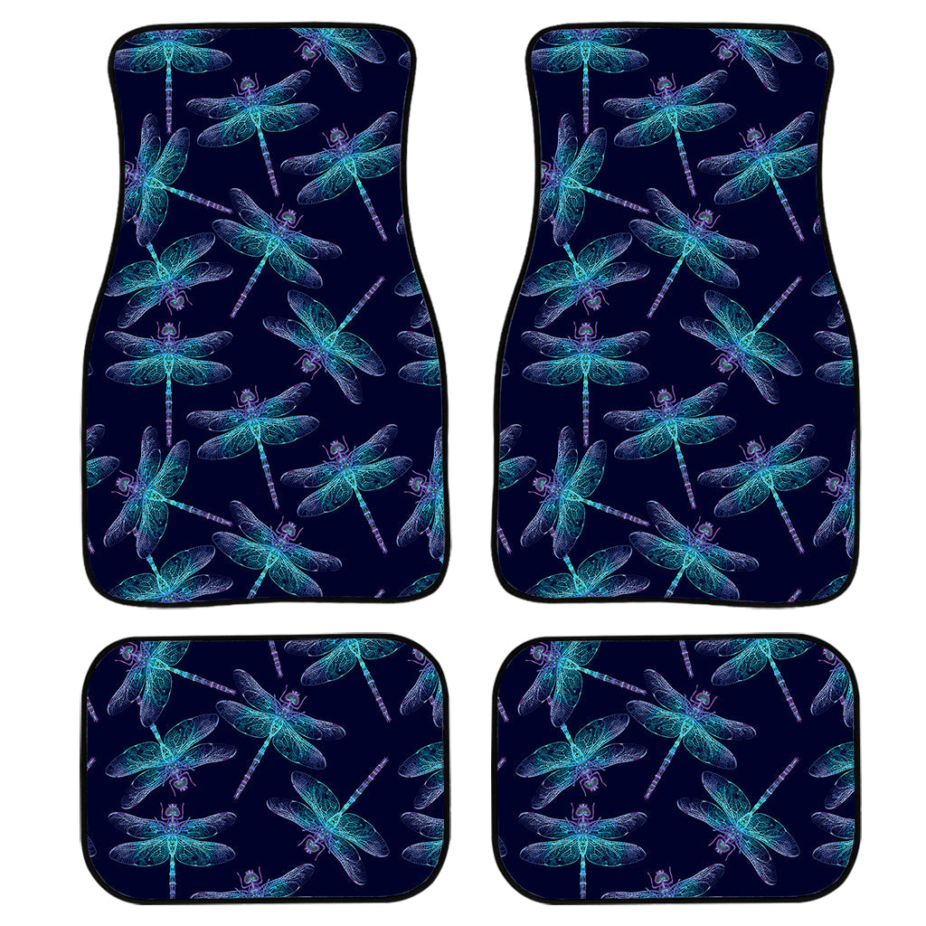 Teal And Purple Dragonfly Pattern Print Front And Back Car Floor Mats/ Front Car Mat