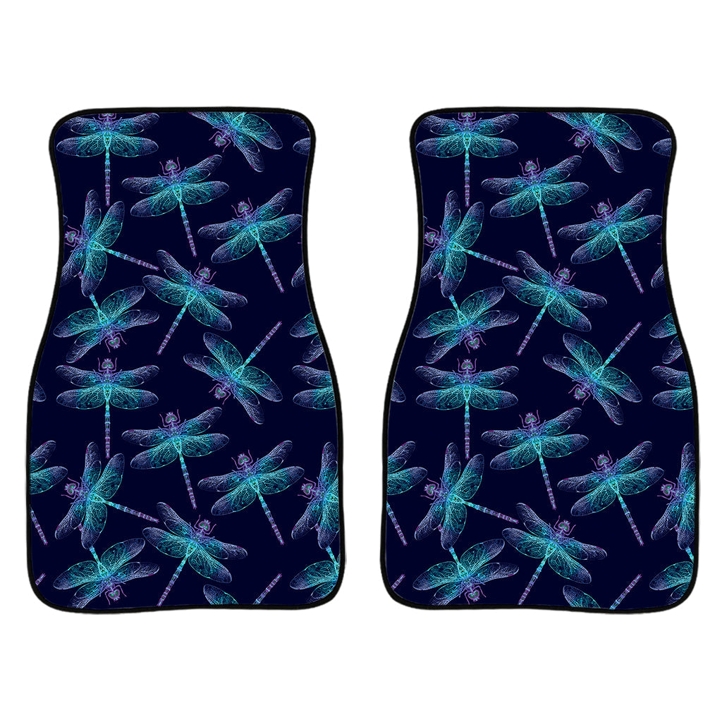 Teal And Purple Dragonfly Pattern Print Front And Back Car Floor Mats/ Front Car Mat