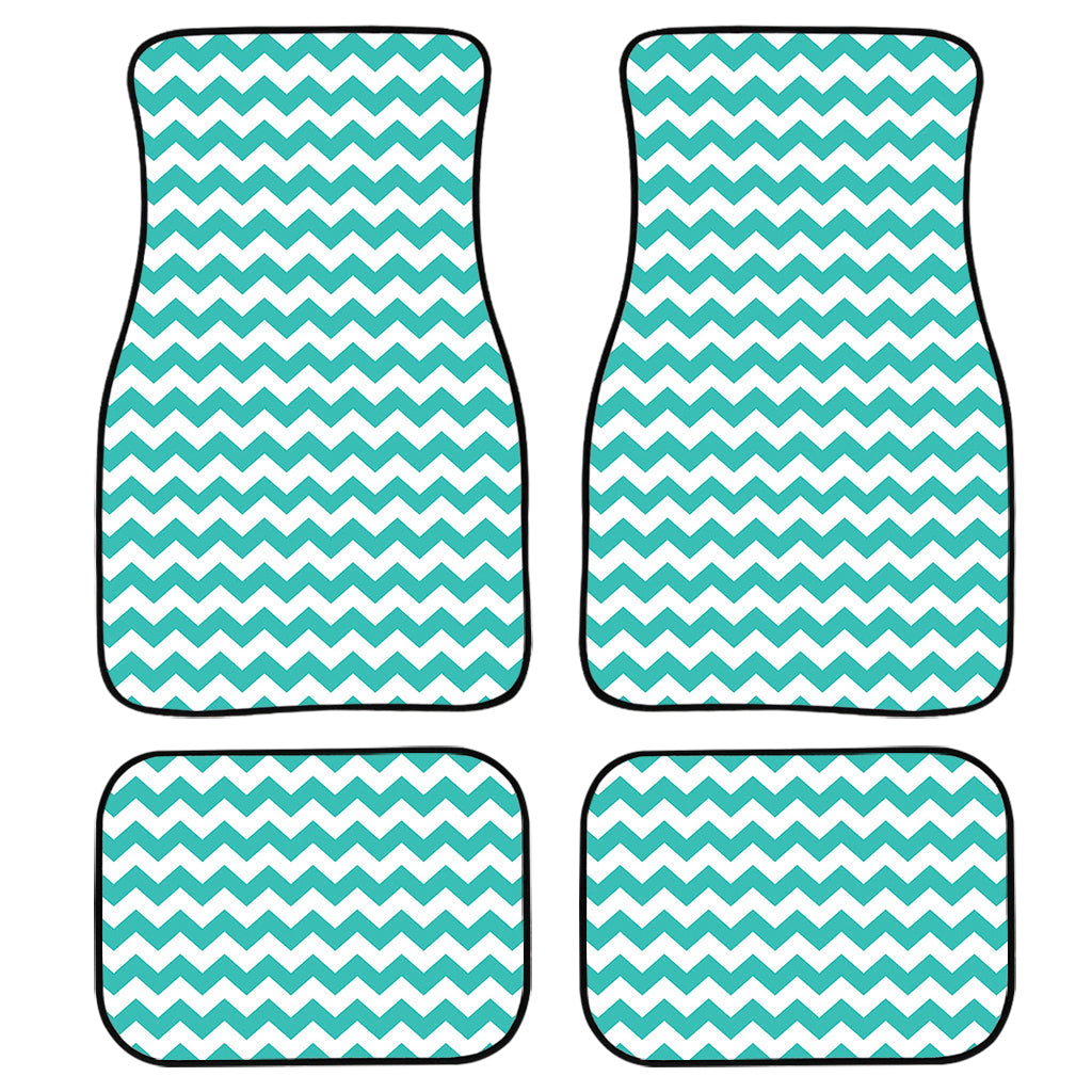 Teal And White Chevron Pattern Print Front And Back Car Floor Mats/ Front Car Mat