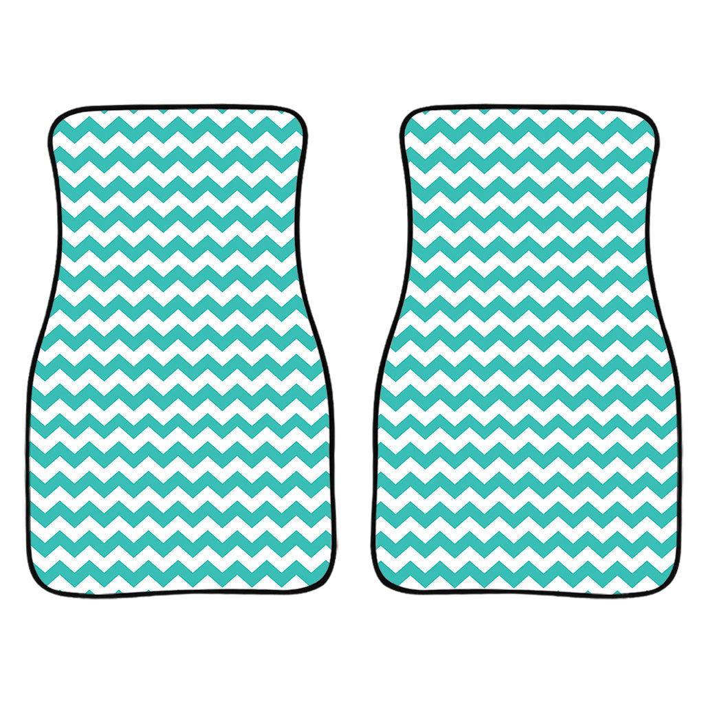 Teal And White Chevron Pattern Print Front And Back Car Floor Mats/ Front Car Mat