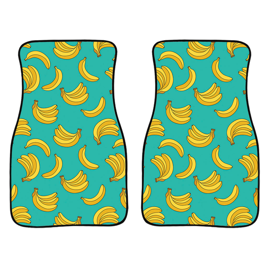 Teal Banana Pattern Print Front And Back Car Floor Mats/ Front Car Mat