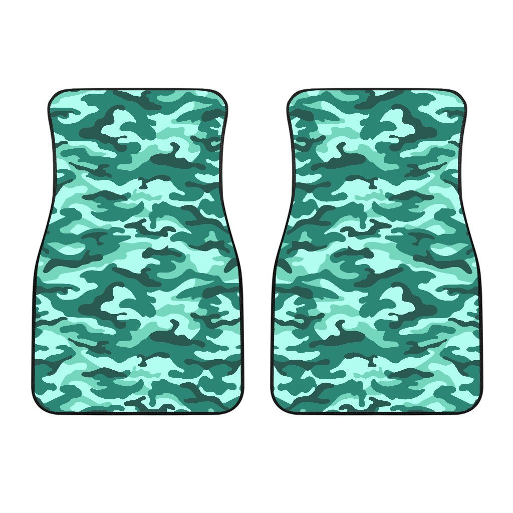 Teal Camouflage Print Front And Back Car Floor Mats/ Front Car Mat