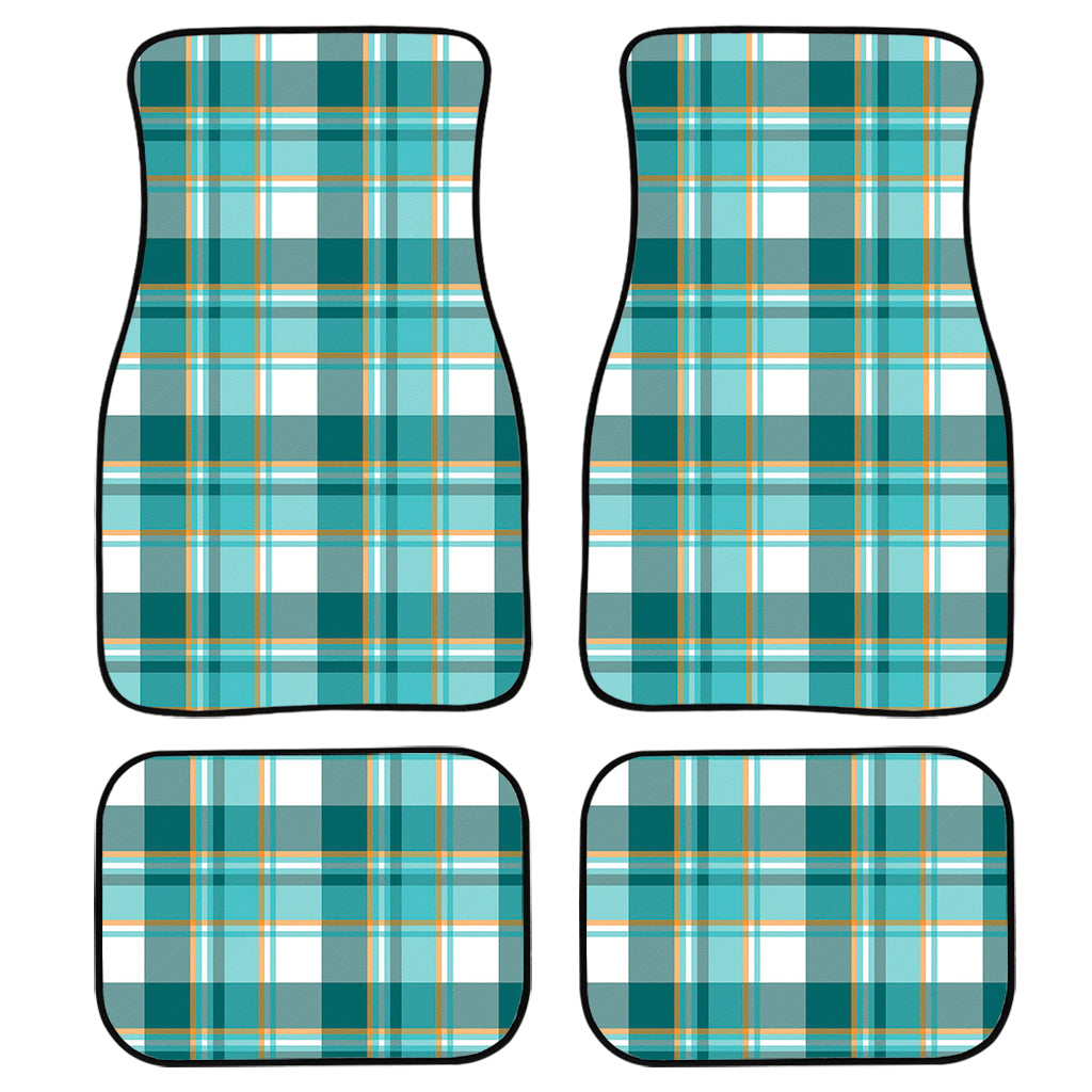 Teal Madras Pattern Print Front And Back Car Floor Mats/ Front Car Mat