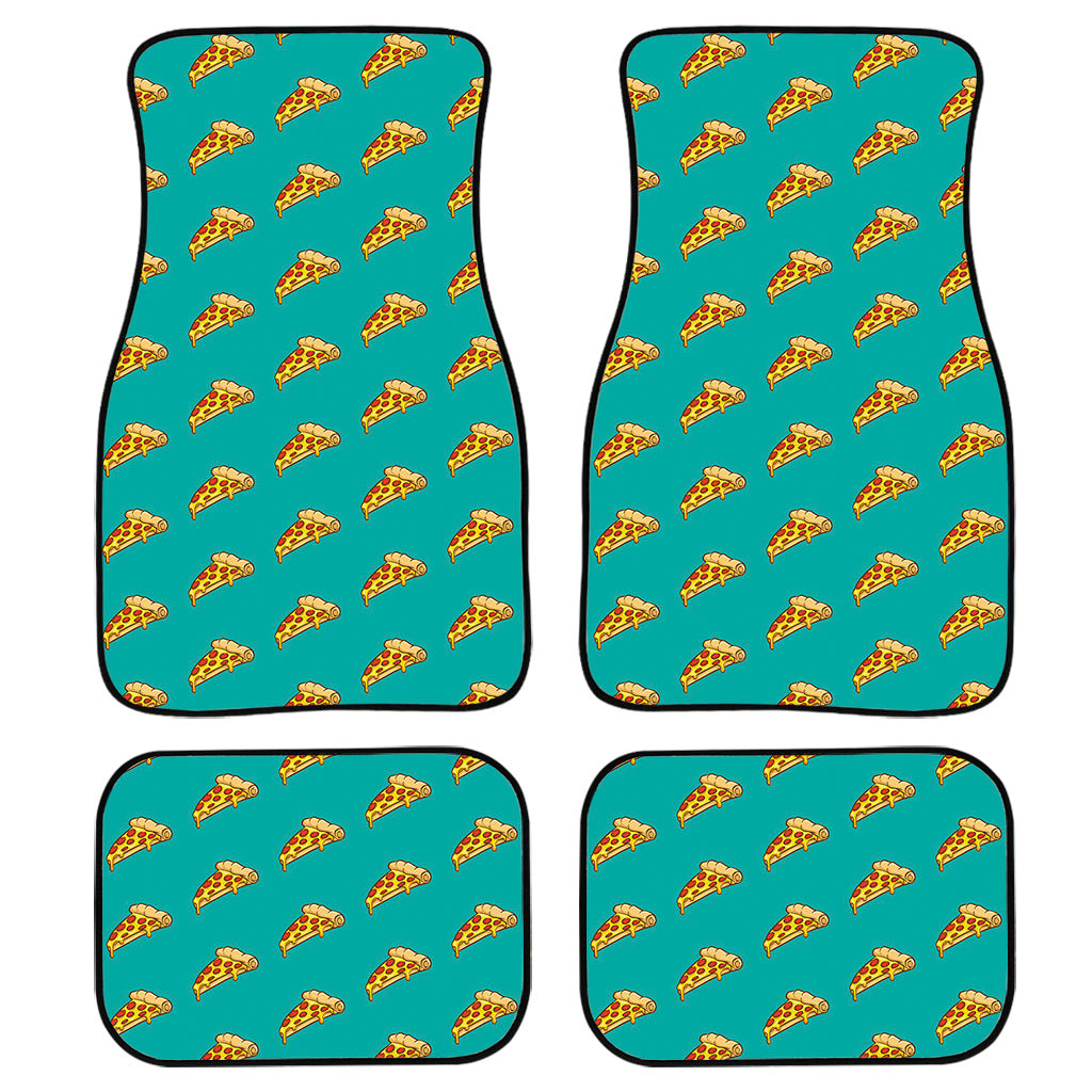 Teal Pizza Pattern Print Front And Back Car Floor Mats/ Front Car Mat