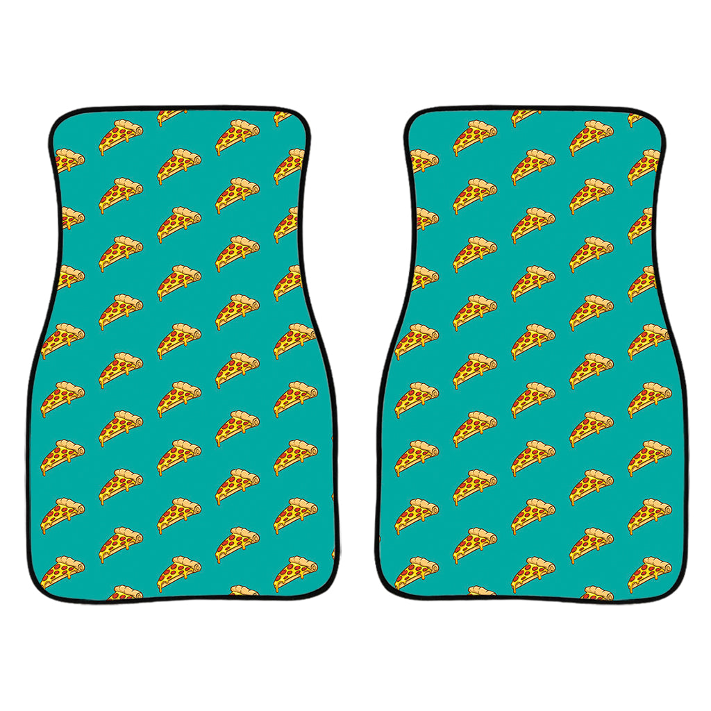 Teal Pizza Pattern Print Front And Back Car Floor Mats/ Front Car Mat