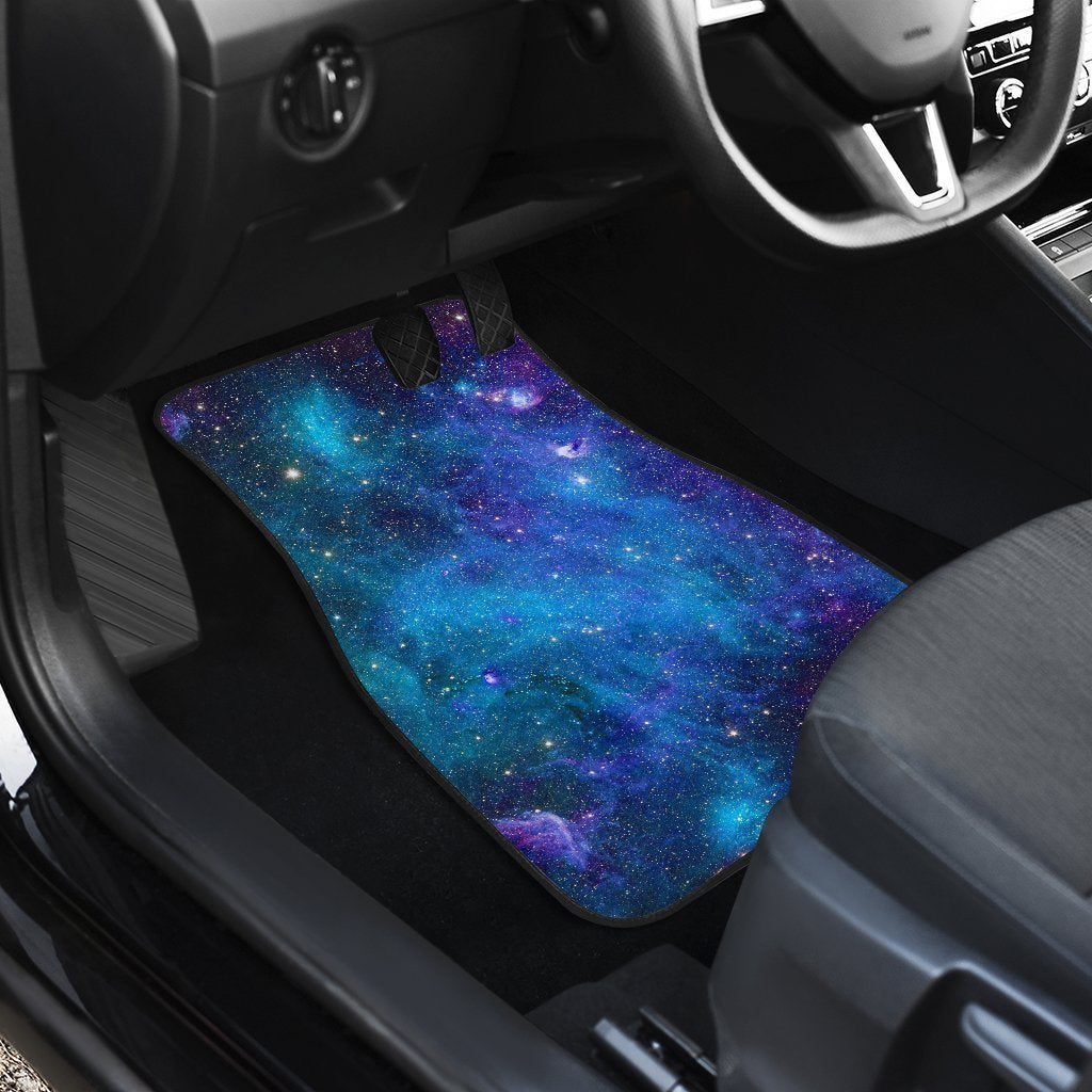 Teal Purple Stardust Galaxy Space Print Front And Back Car Floor Mats/ Front Car Mat