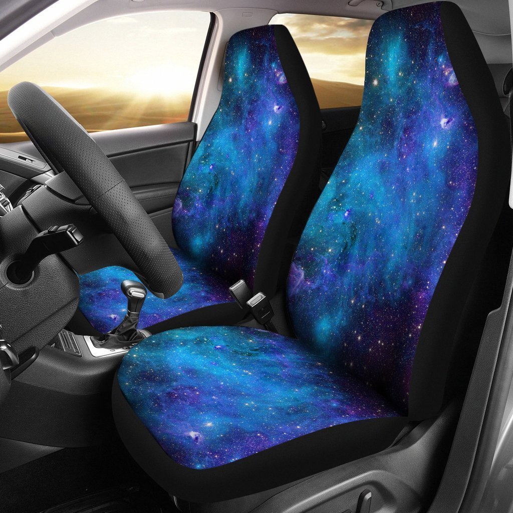 Teal Purple Stardust Galaxy Space Print Universal Fit Car Seat Covers