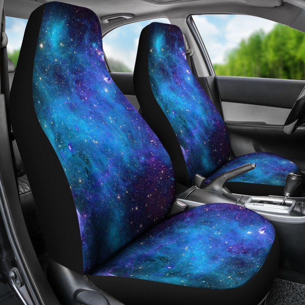 Teal Purple Stardust Galaxy Space Print Universal Fit Car Seat Covers