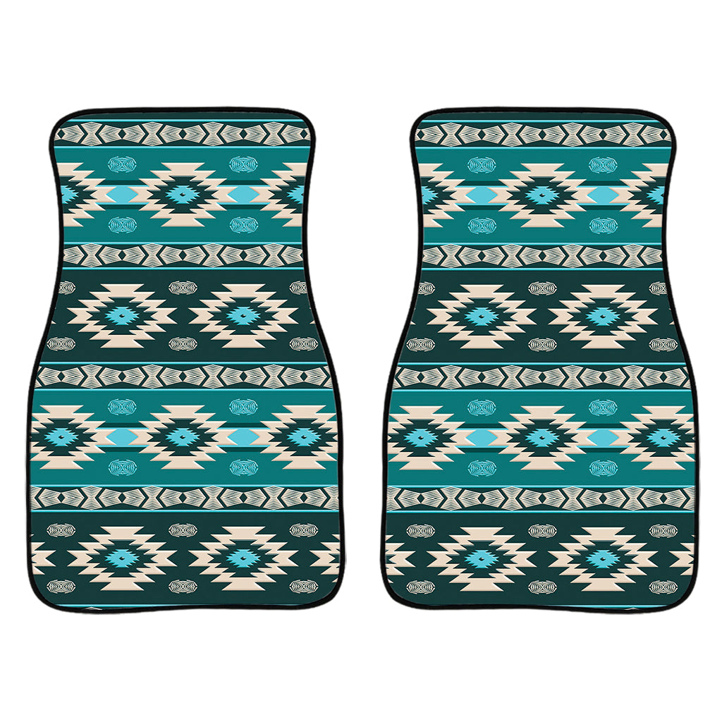 Teal Southwestern Navajo Pattern Print Front And Back Car Floor Mats/ Front Car Mat