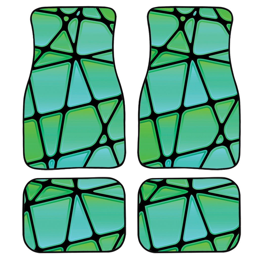 Teal Stained Glass Mosaic Print Front And Back Car Floor Mats/ Front Car Mat