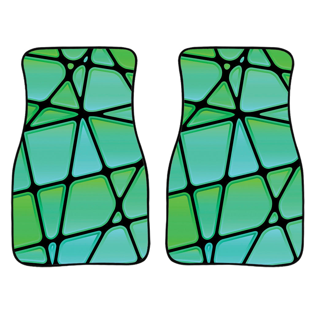 Teal Stained Glass Mosaic Print Front And Back Car Floor Mats/ Front Car Mat