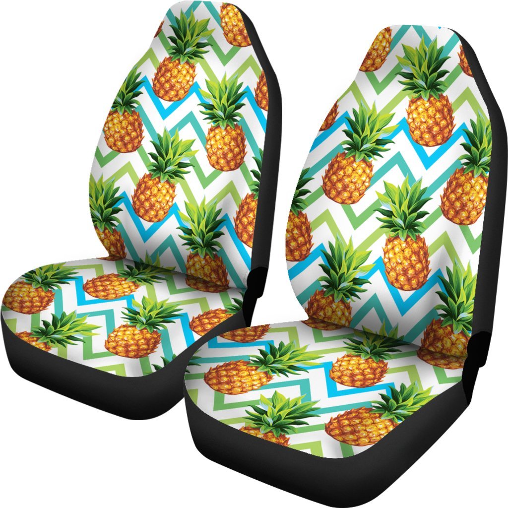 Teal Zig Zag Pineapple Pattern Print Universal Fit Car Seat Covers