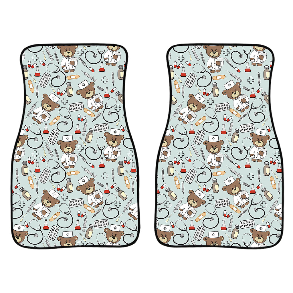 Teddy Bear Doctor Pattern Print Front And Back Car Floor Mats/ Front Car Mat