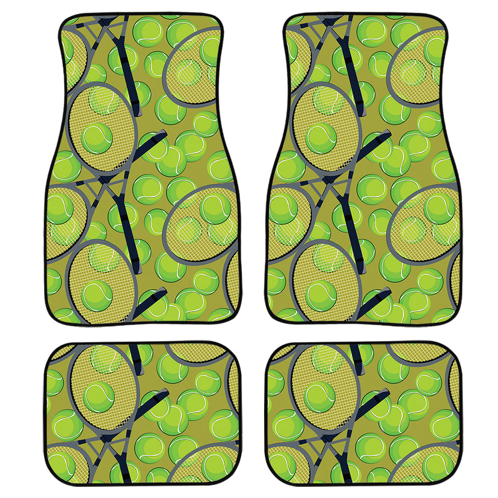Tennis Ball And Racket Pattern Print Front And Back Car Floor Mats/ Front Car Mat