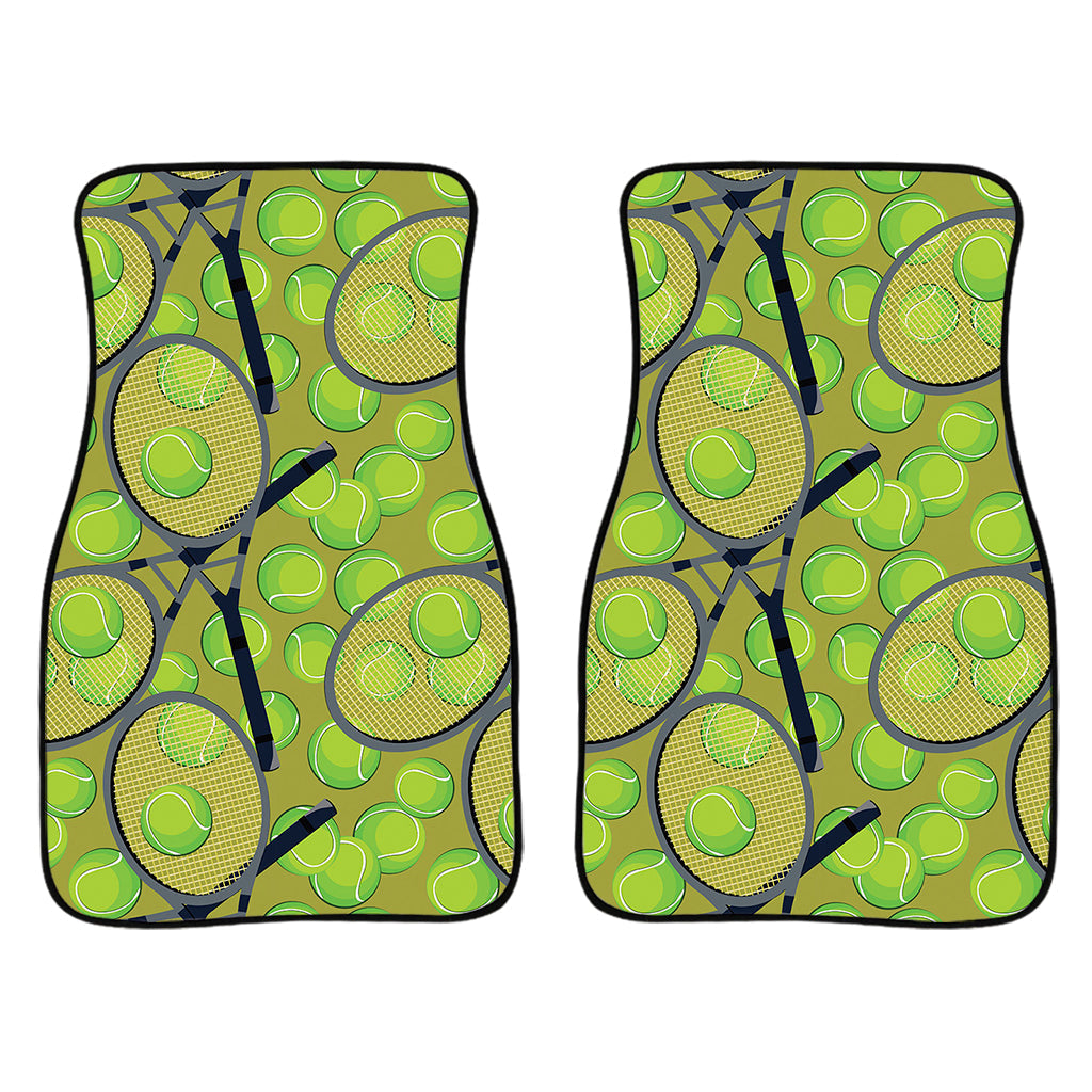 Tennis Ball And Racket Pattern Print Front And Back Car Floor Mats/ Front Car Mat