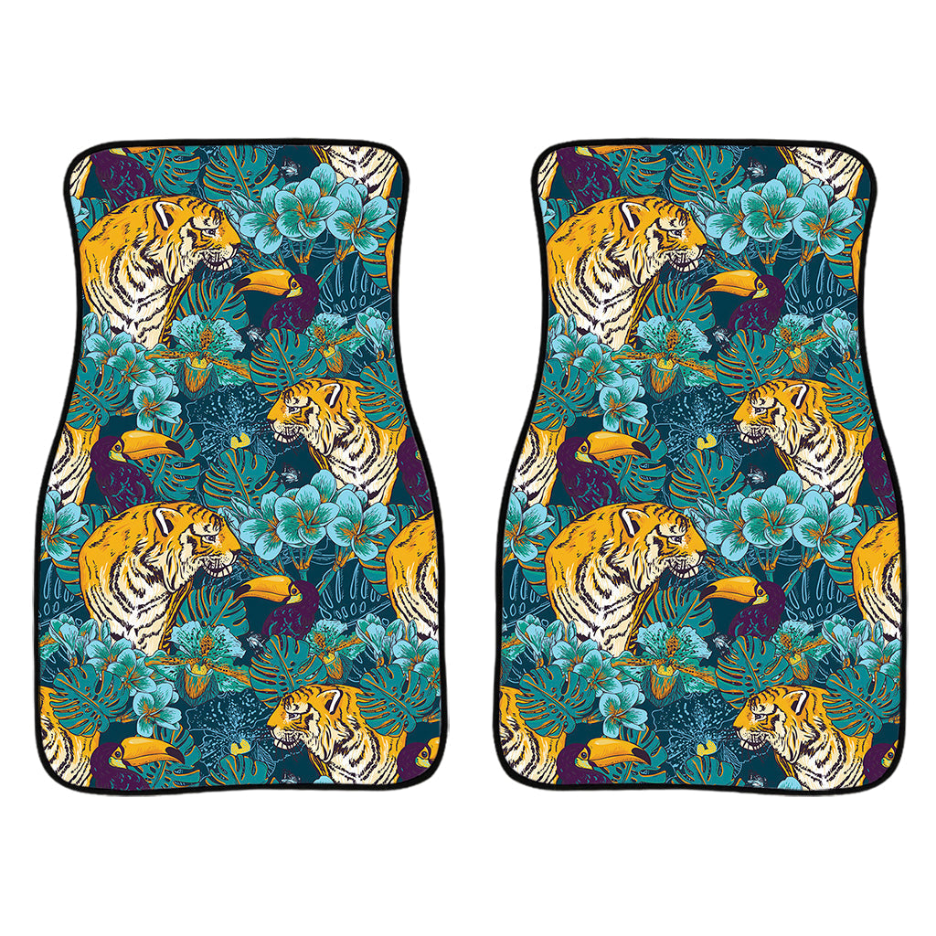 Tiger And Toucan Pattern Print Front And Back Car Floor Mats/ Front Car Mat