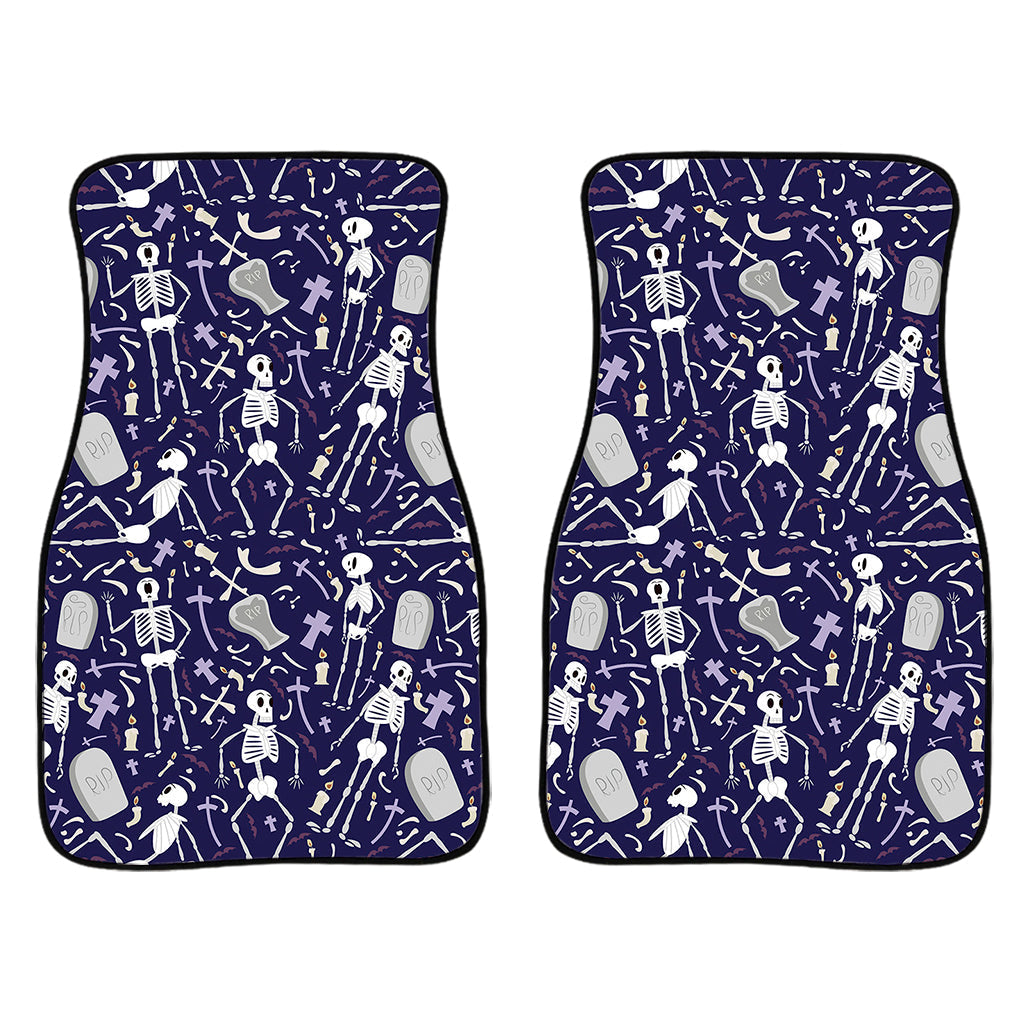 Tomb And Skeleton Pattern Print Front And Back Car Floor Mats/ Front Car Mat